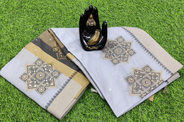 Grey Chanderi Silk 14JUN15