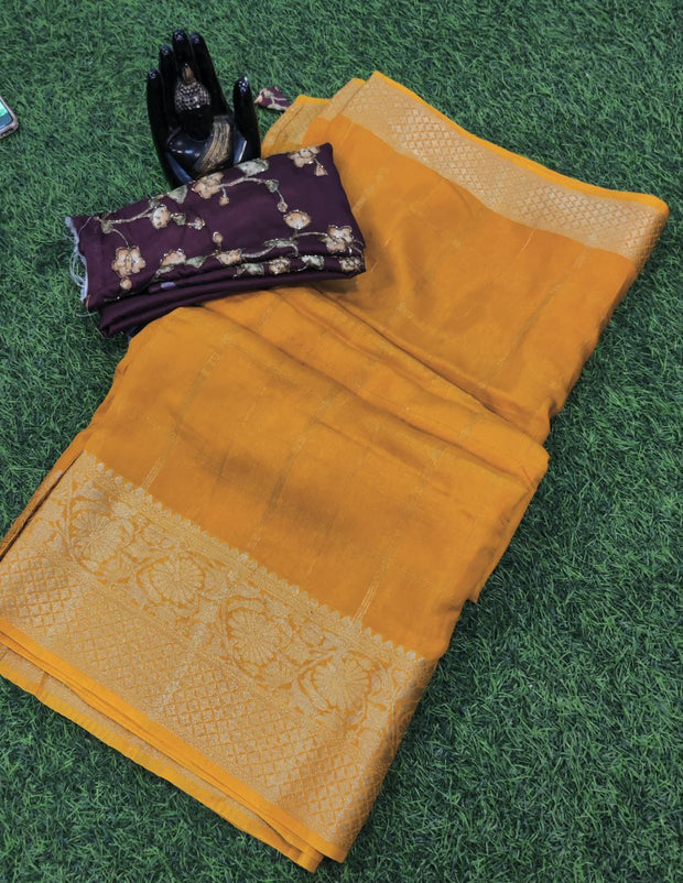 Yellow Khadi Georgette 16JUN2