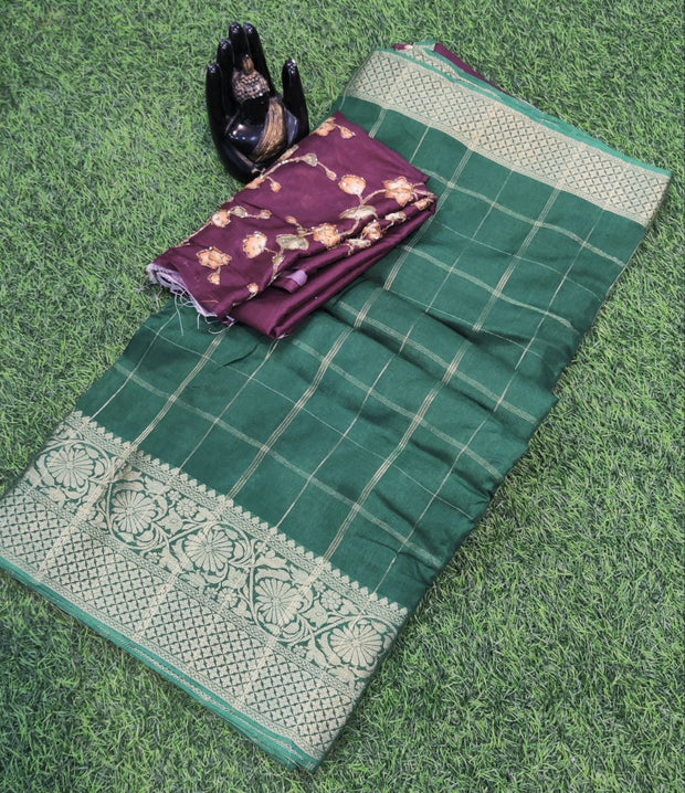 Green Khadi Georgette 16JUN3