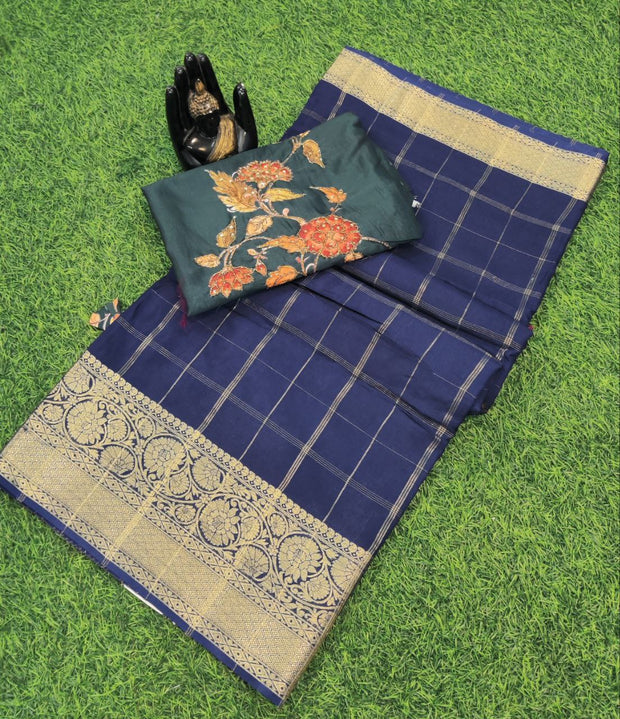 Blue Khadi Georgette 16JUN4
