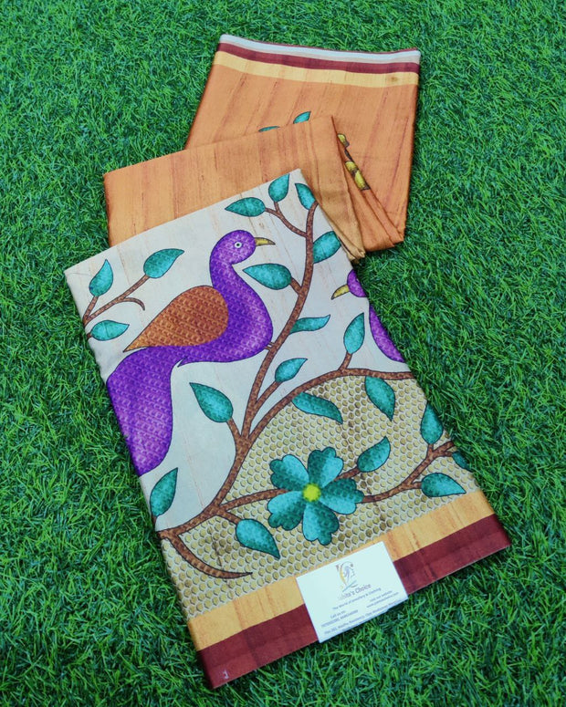 Orange Tussar Silk 19JUN12