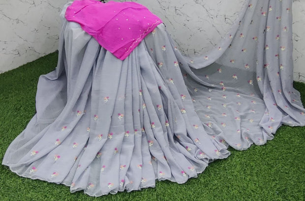 Grey Georgette Works 20DEC7E