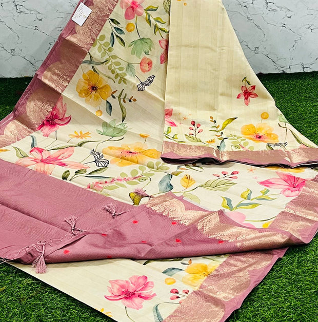 Onion Pink Brush Painted Tassar 3 K5-11