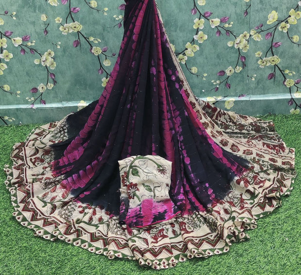 Black Pink Georgette 26DEC12