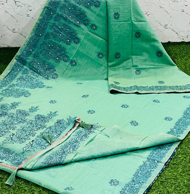 Lux Green Jamdani 9 K5-6