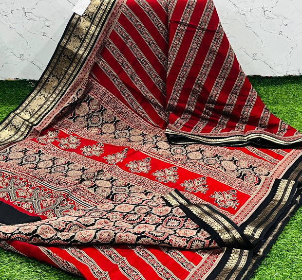 Red Maheshwari Ajrakh 16 K5-5