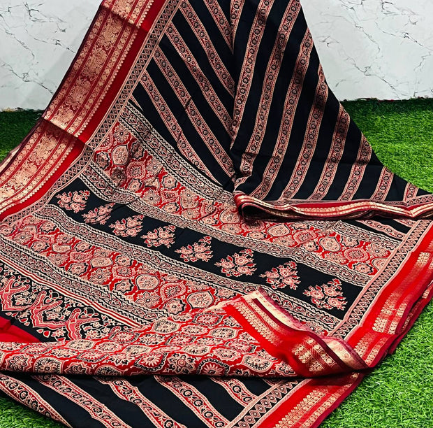 Black Maheshwari Ajrakh 16 K5-2