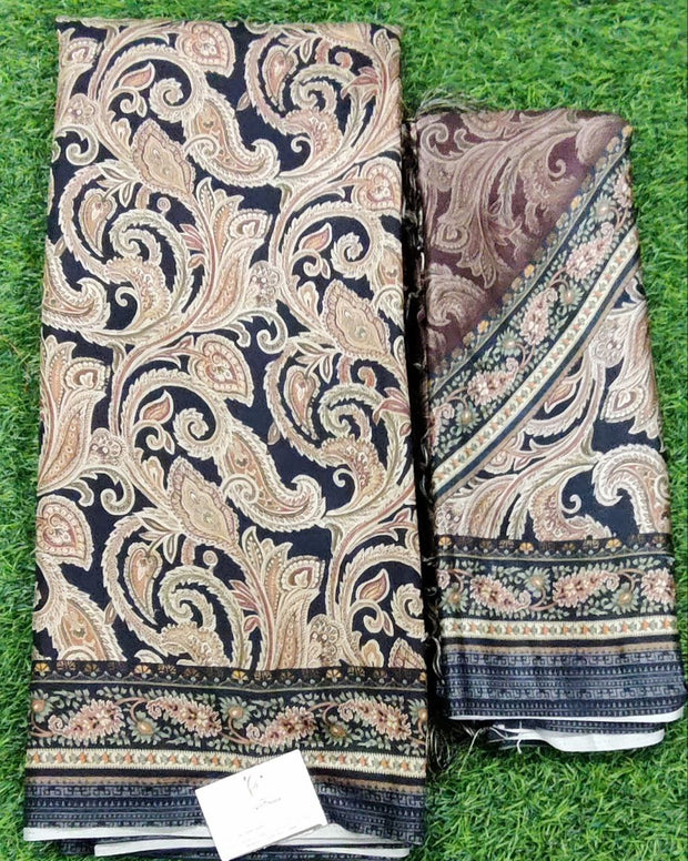 Black n Brown Saree W Shawl 28 A5-6E