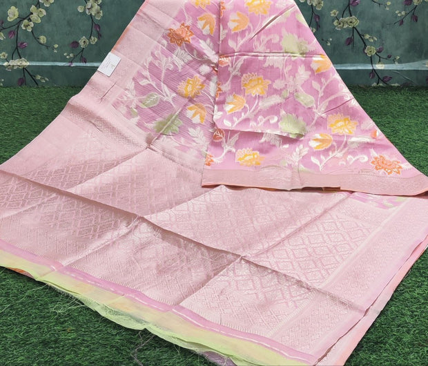 Pink Linen Banarasi Pattu 10JAN8