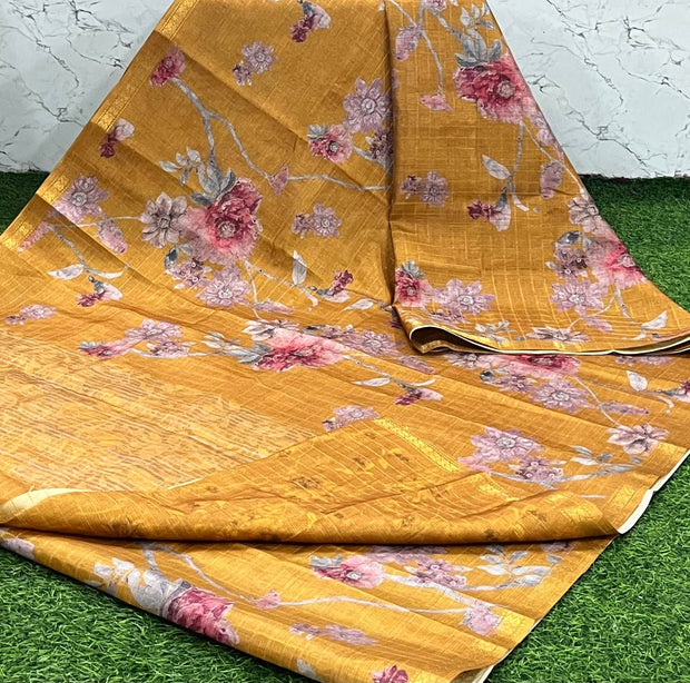 Yellow Tussar Floral 21 K5-16