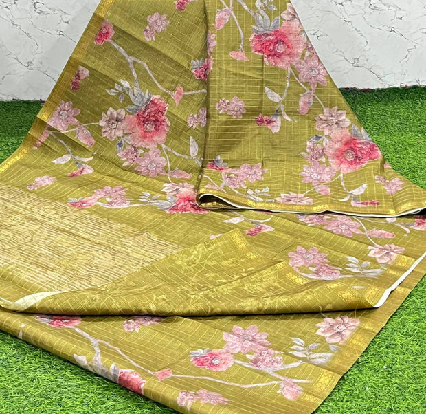 Green Tussar Floral 21 K5-15