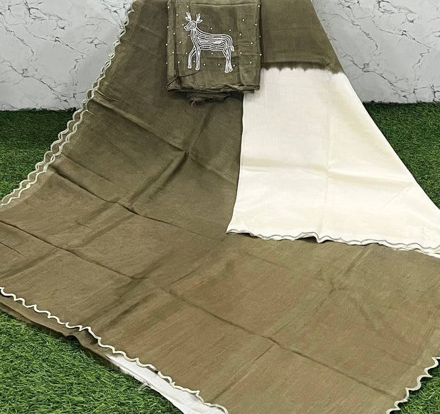 Mehendi Green Mangalgiri Work 25 K5-7