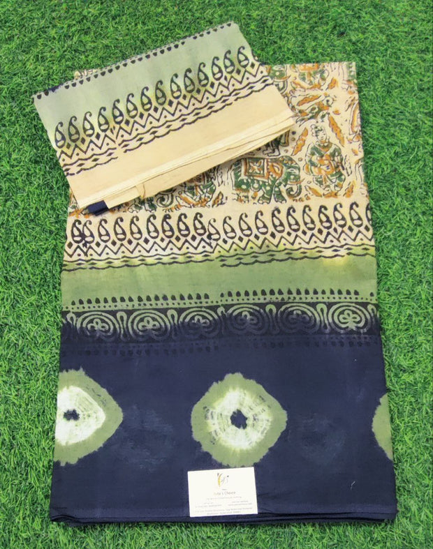 Greyish Blue Kalamkari Pallavi Cotton 14 E5-13E