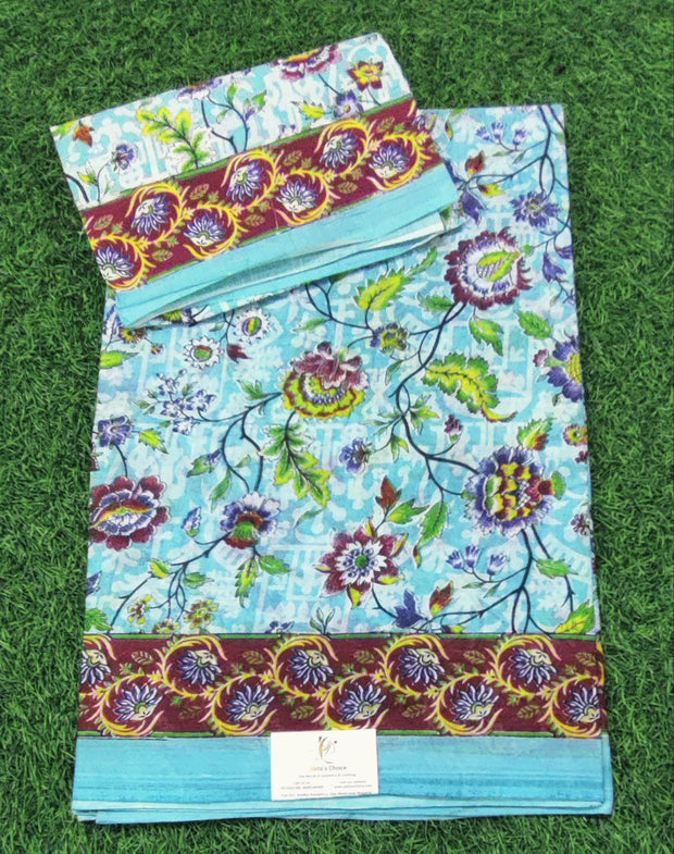 Lux Green Floral Pallavi Cotton 14 E5-8E