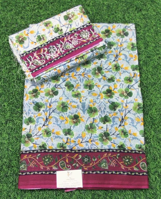 Lux Green Floral Pallavi Cotton 14 E5-3E