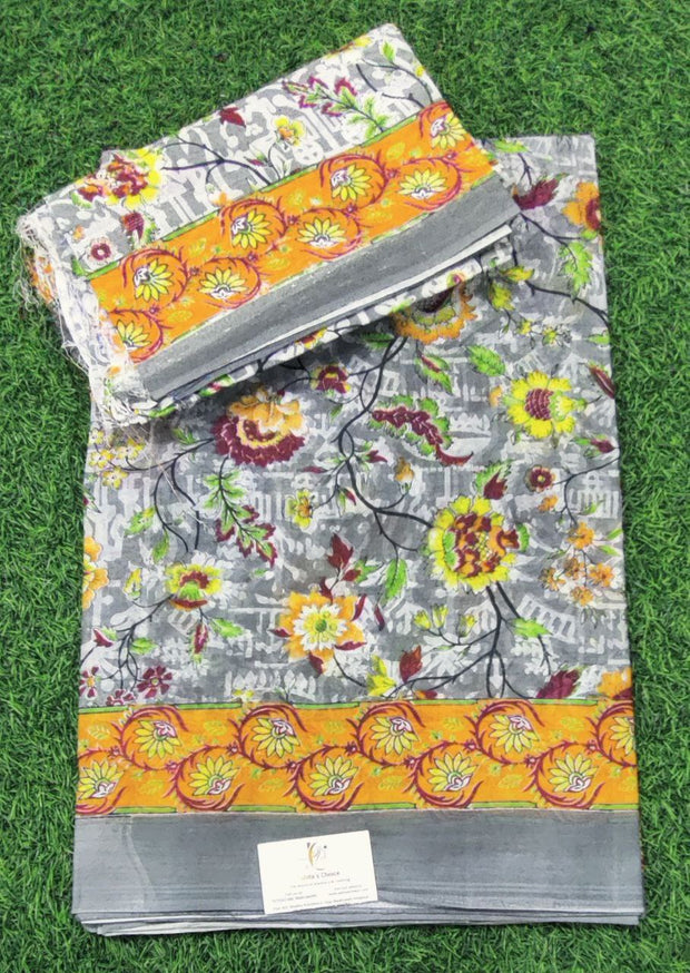 Grey Floral Pallavi Cotton 14 E5-5E