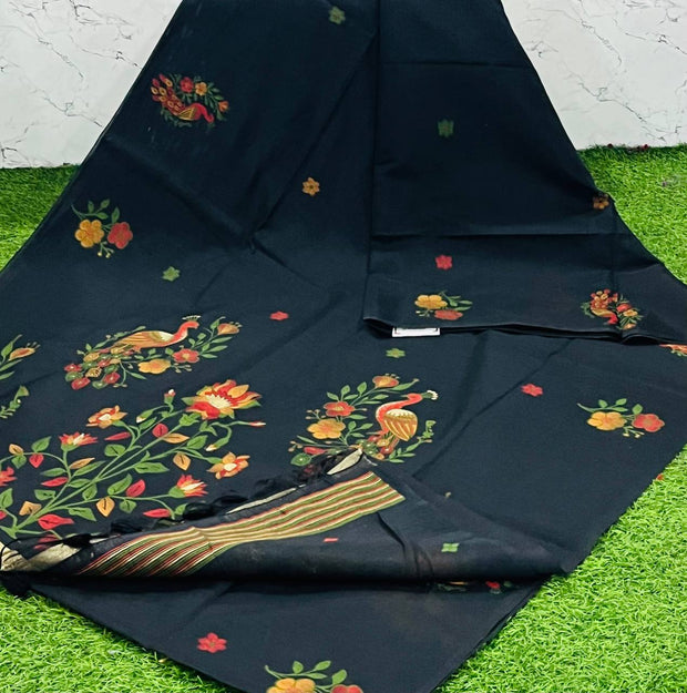 Black Handloom Jamdani 28 K5-11