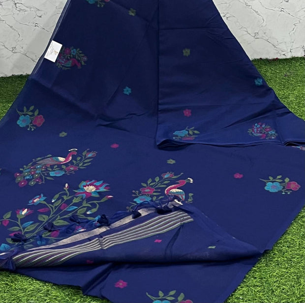 Dark Blue Handloom Jamdani 28 K5-9