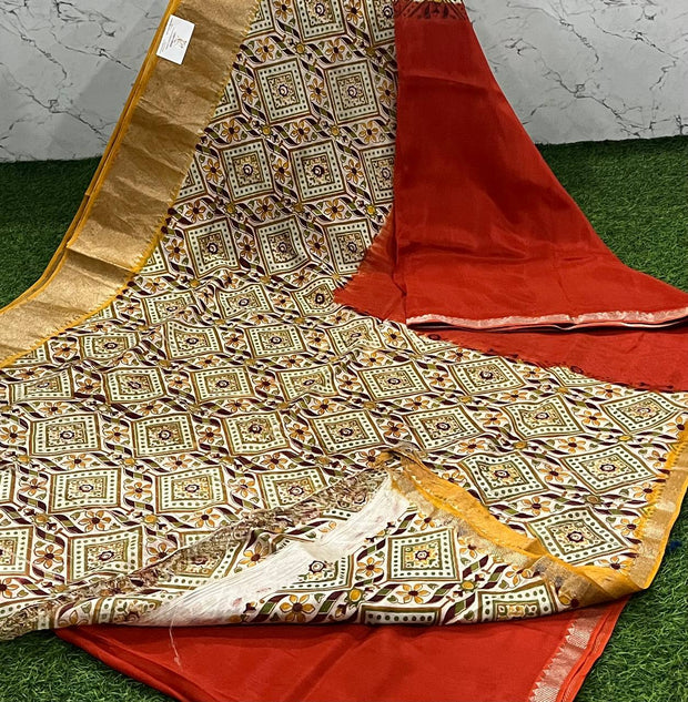 Orange Handloom Mangalgiri 13 L5-4