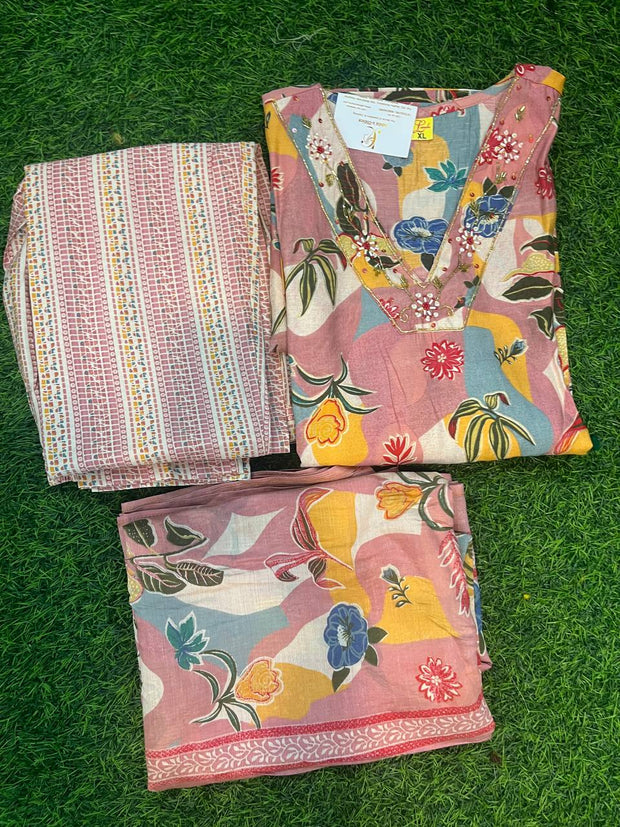 Peach Pink Floral-XL 24 L4-8E