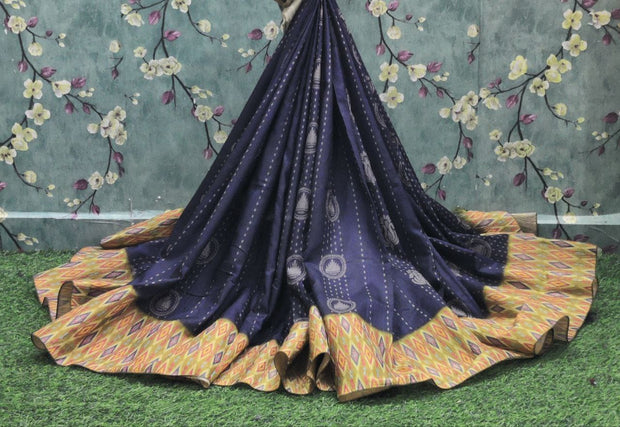 Blue Tussar Silk 22 I4-7