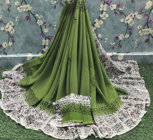 Mehandi Green Pure Georgette 14DEC9