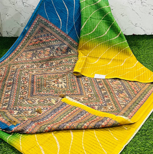 Yellow Green Moonga Tussar 24 J5-13