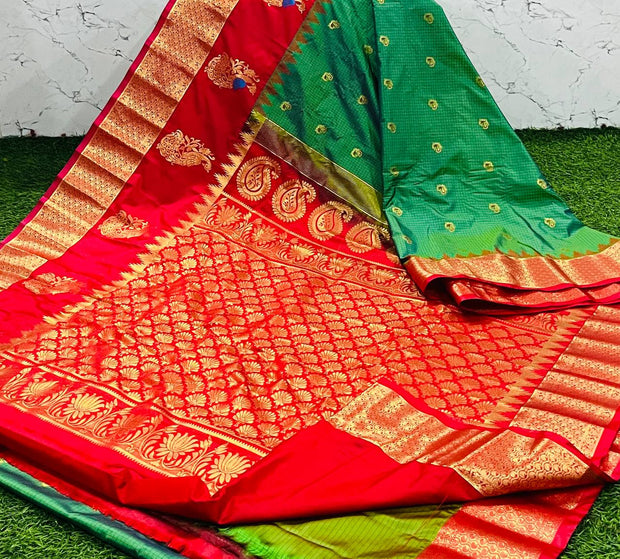 Raw Green Handloom Gadwal 7 J5-8