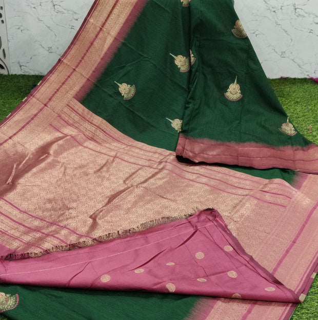 Bottle Green Khadhi Pattu 14 J5-7