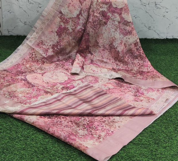 Tomato Red Cutwork Tussar 8 D5-2