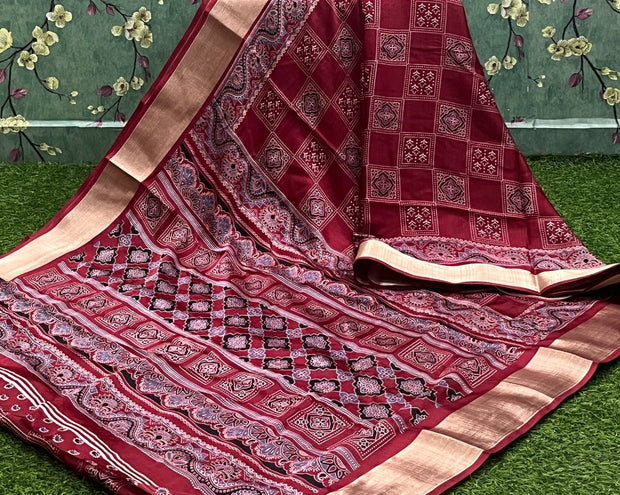 Red Ajrakh Crepe 20 K4-8