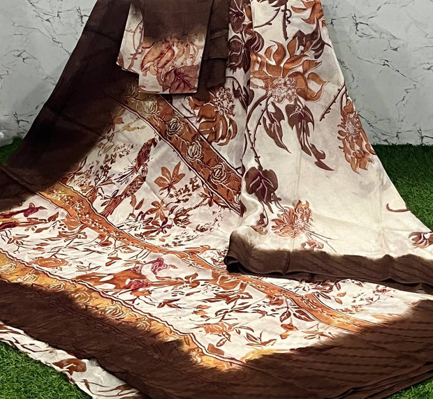 Brown Floral Kadhi Georgette 18 D5-14