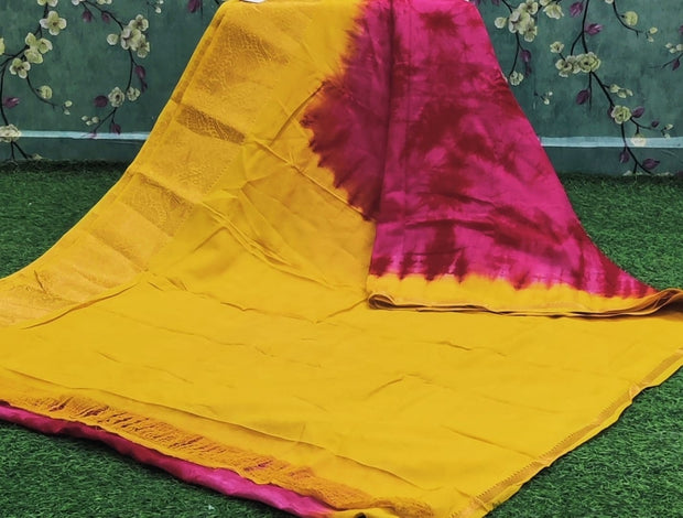 Tomato Red Shibori Mangalgiri Pattu 6 K4-12