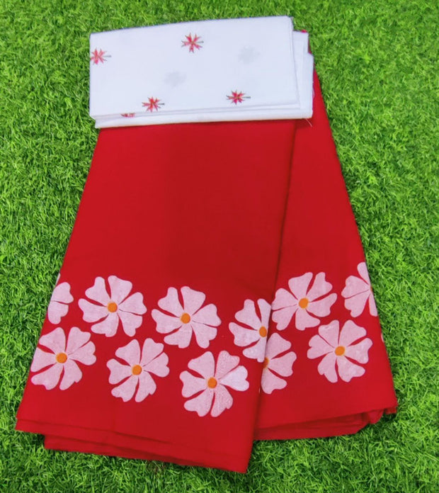 Red Khadi Cotton Painting 20 E5-11E