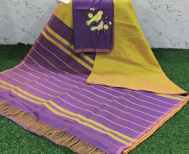 Yellow mangalagiri handloom pattu 9 E5-2