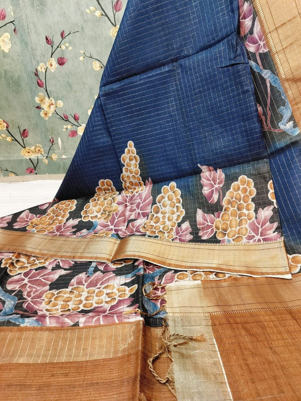 Peacock Blue Tussar Kota 27 I4-4