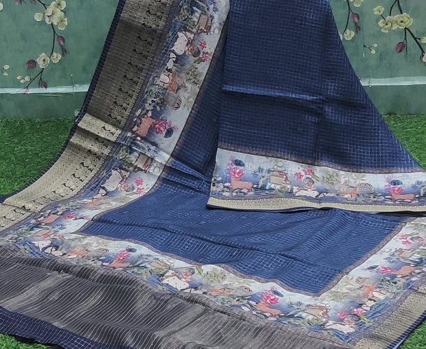 Peacock Blue Tussar Digital 13 K4-3