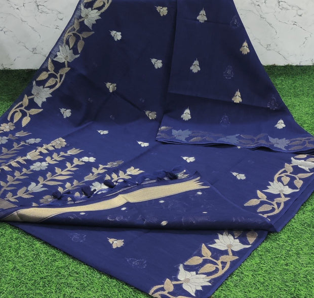 Blue Handloom Jamdani 1 E5-4