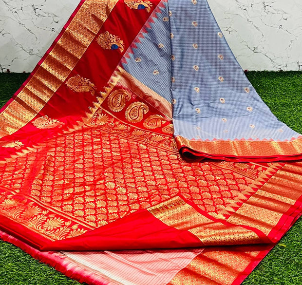 Lavender Grey Handloom Gadwal 7 J5-10