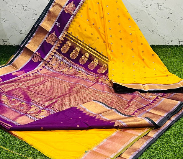 Yellow Handloom Gadwal 11 H5-4