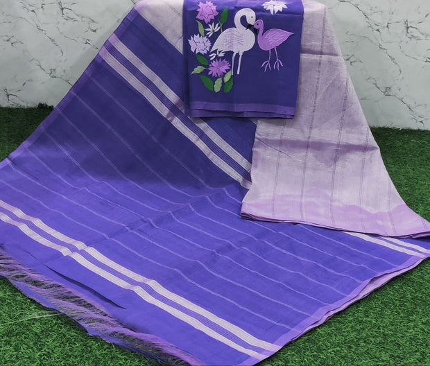 Light lavender Mangalagiri handloom pattu 9 E5-5