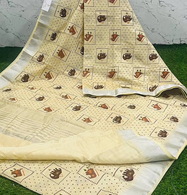 Cream Patola Pattu 26 K5-5