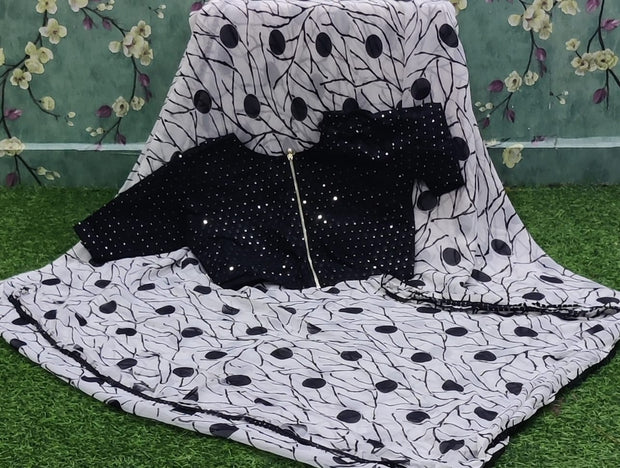 White Black Georgette 17 K4-9