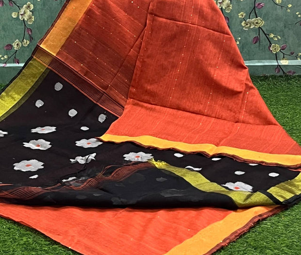 Dark Orange Handloom Jamdani 5 L4-10