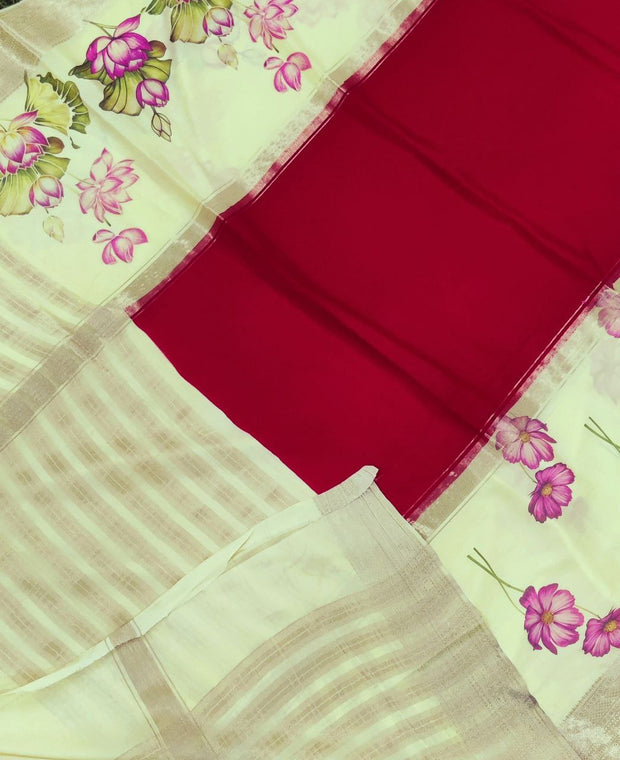 Red Kalamkari Mysore Crepe 5 A5-11