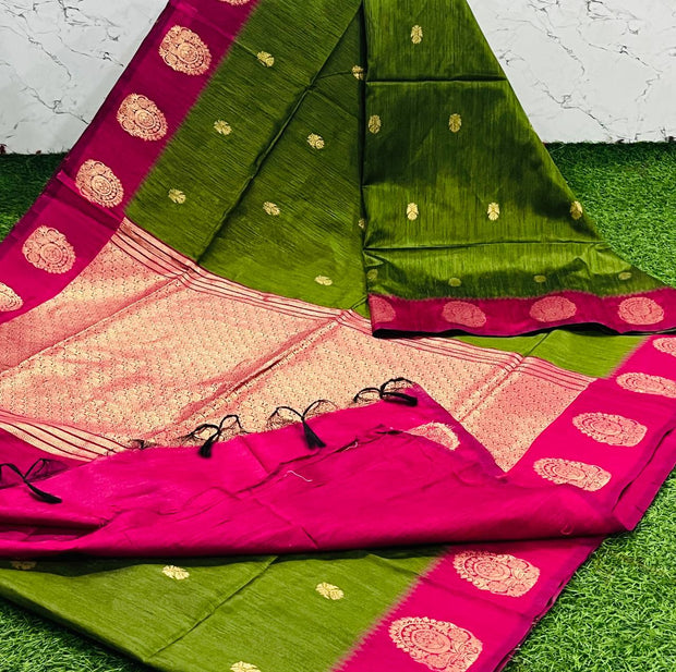 Mehendi Green Khadi Pattu 6 J5-8