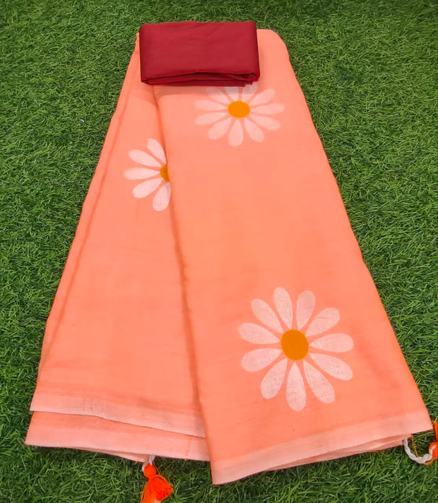 Peach khadi cotton 28 J5 4E