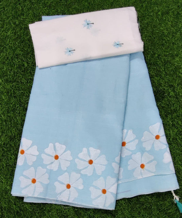Blue Khadi Cotton Painting 20 E5-6E
