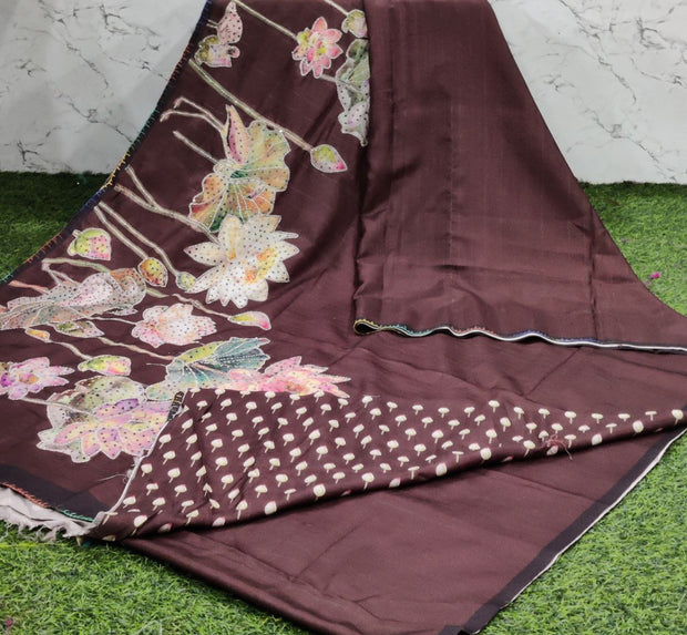 Brown Tussar Applique 15 I5-13