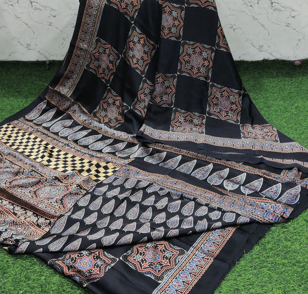 Black Ajrakh Satin 28 C5-9